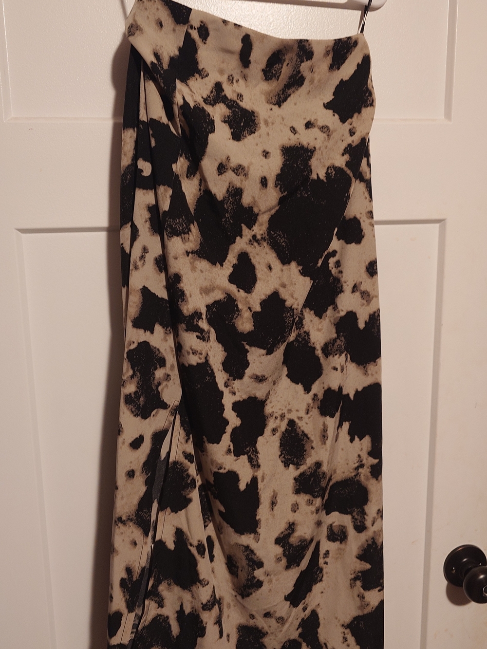 Grawell Black and Cream Cow Print Skirt - Sleek Women’s Skirt